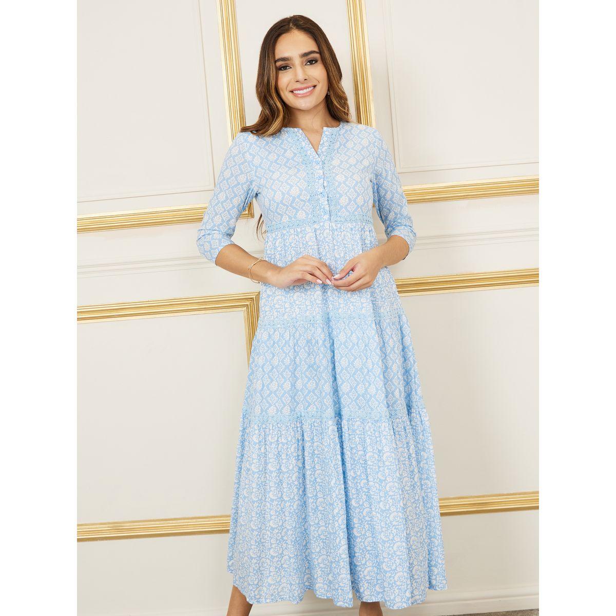 فستان طويل بكسرات وتداخلات دانتيل-women-clothing-dresses-image-2