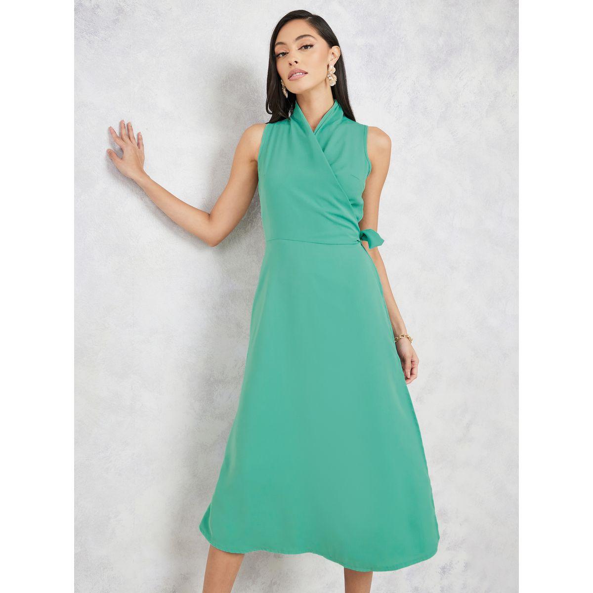 فستان ميدي بلا اكمام بنمط لف-women-clothing-dresses-image-1