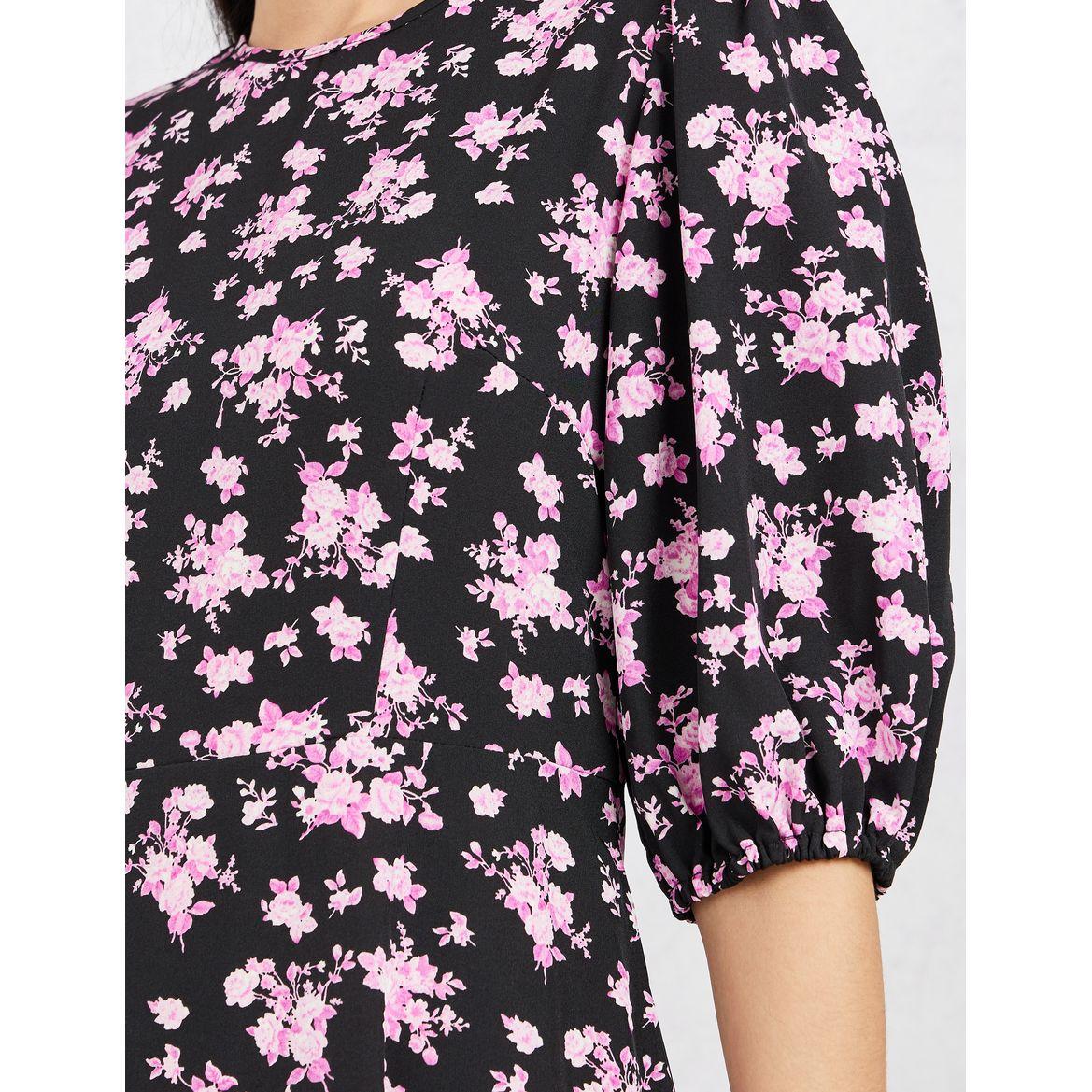 Styli Printed A-Line Midi Dress with Puff Sleeves-women-clothing-dresses-image-3