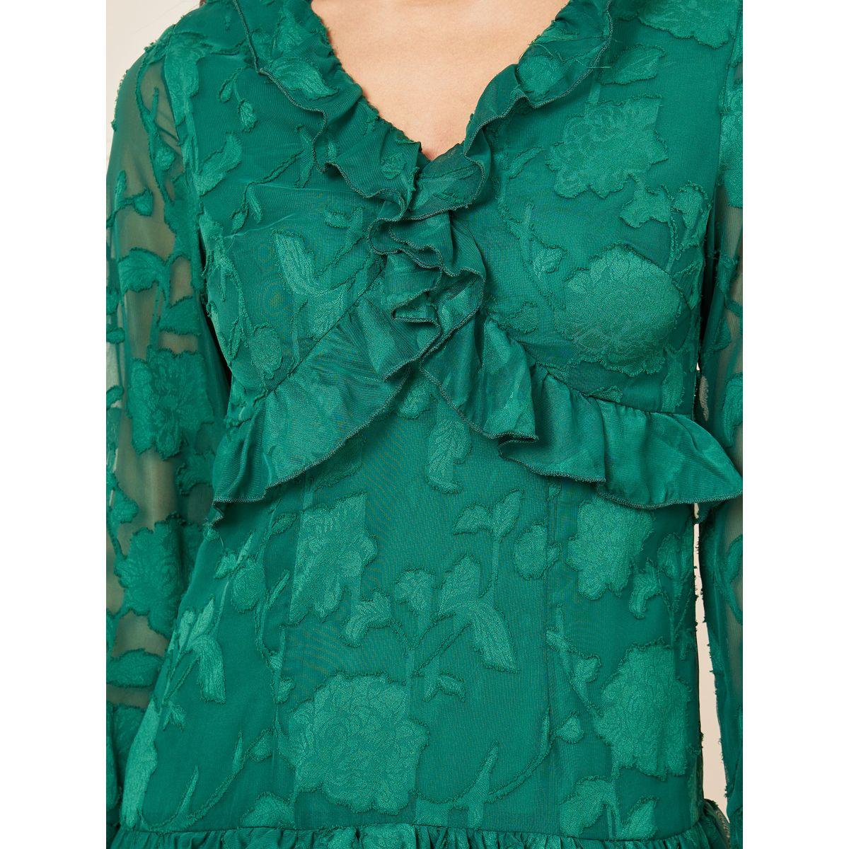 فستان ميدي بتفاصيل زهور وكشكش-women-clothing-dresses-image-3
