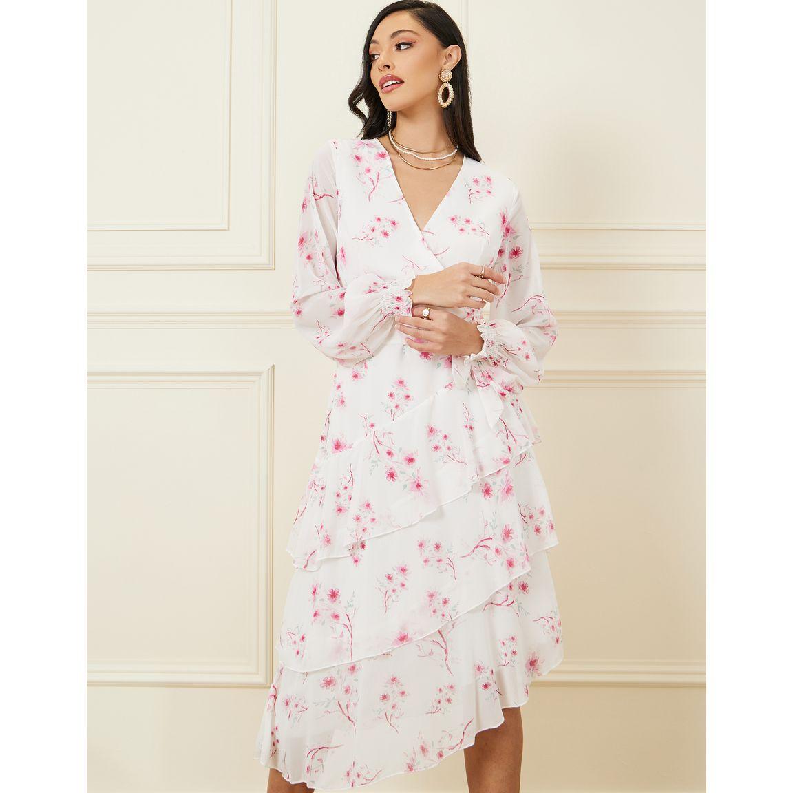 فستان ميدي بحافة غير متماثلة الطول-women-clothing-dresses-image-1