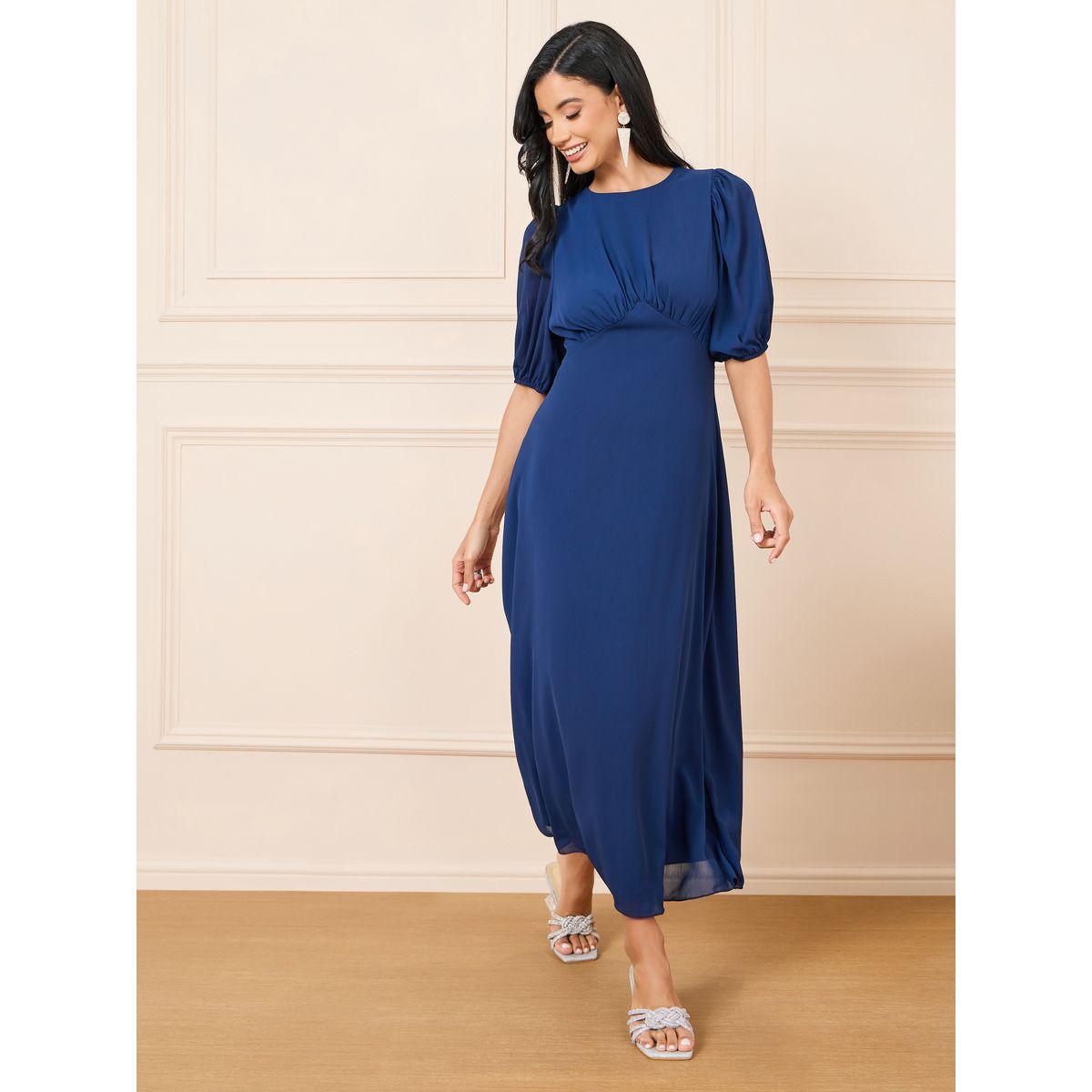 Styli Gathered Detail A-Line Maxi Dress-women-clothing-dresses-image-1