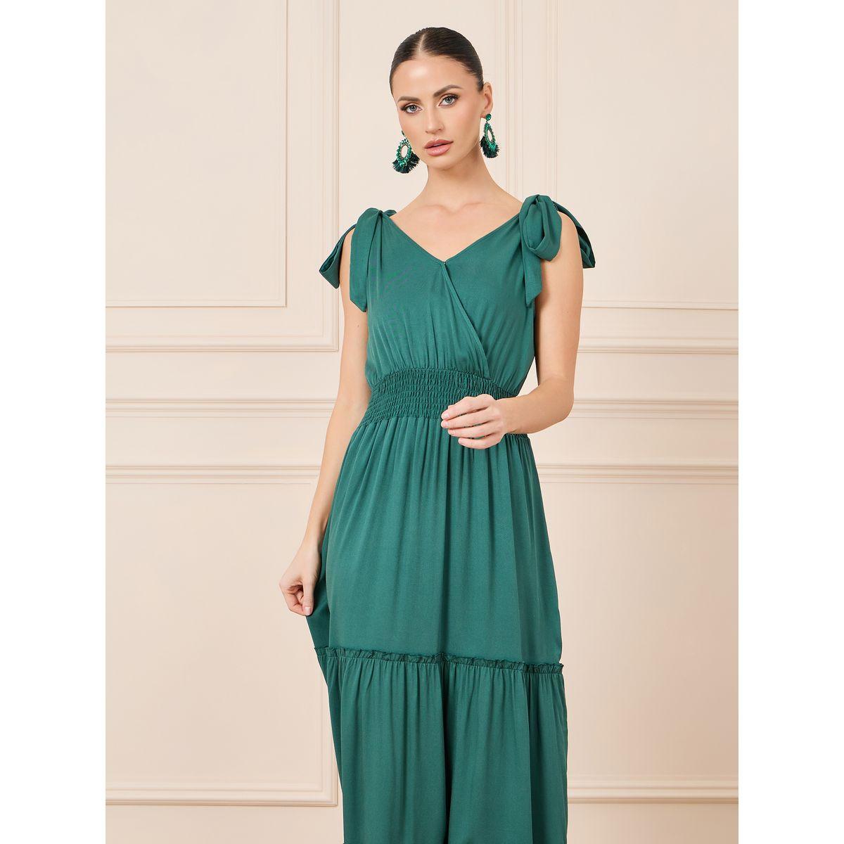 Styli Smocked Waist Tie Sleeves Tiered Maxi Dress-women-clothing-dresses-image-2