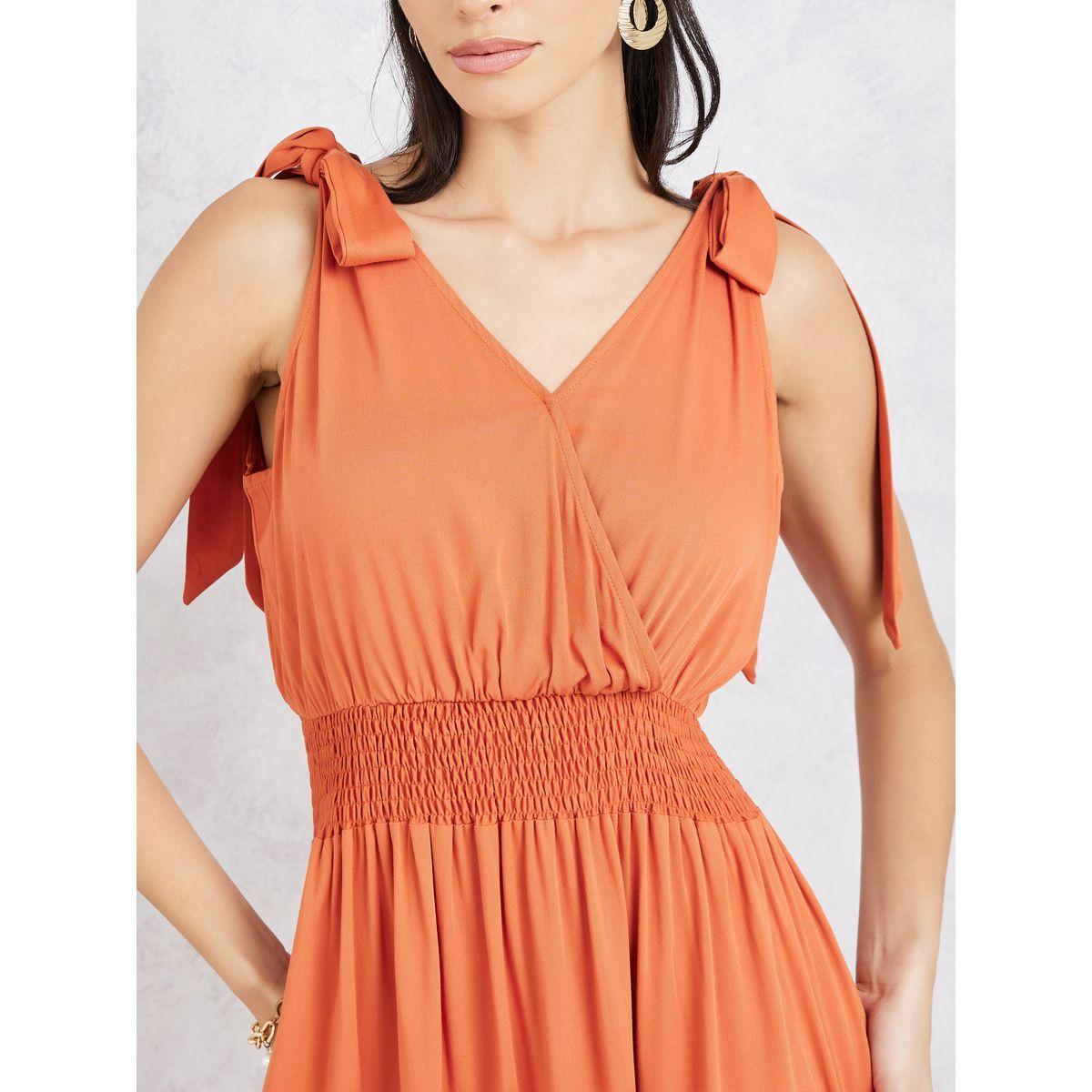 Styli Tie Up Sleeves Smocked Waistline Tiered Maxi Dress-women-clothing-dresses-image-3