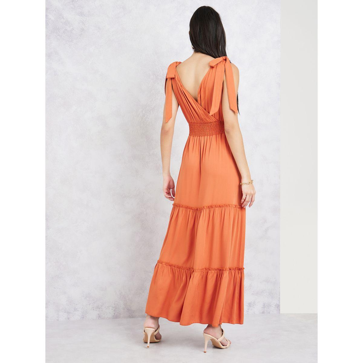 Styli Tie Up Sleeves Smocked Waistline Tiered Maxi Dress-women-clothing-dresses-image-4