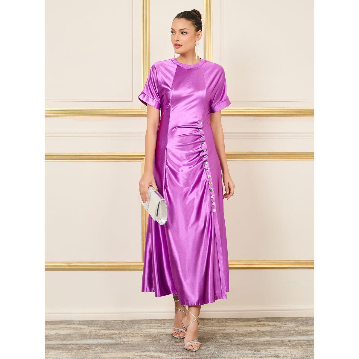 Styli Satin Button Detail Raglan Sleeves A-Line Maxi Dress-women-clothing-dresses-image-1