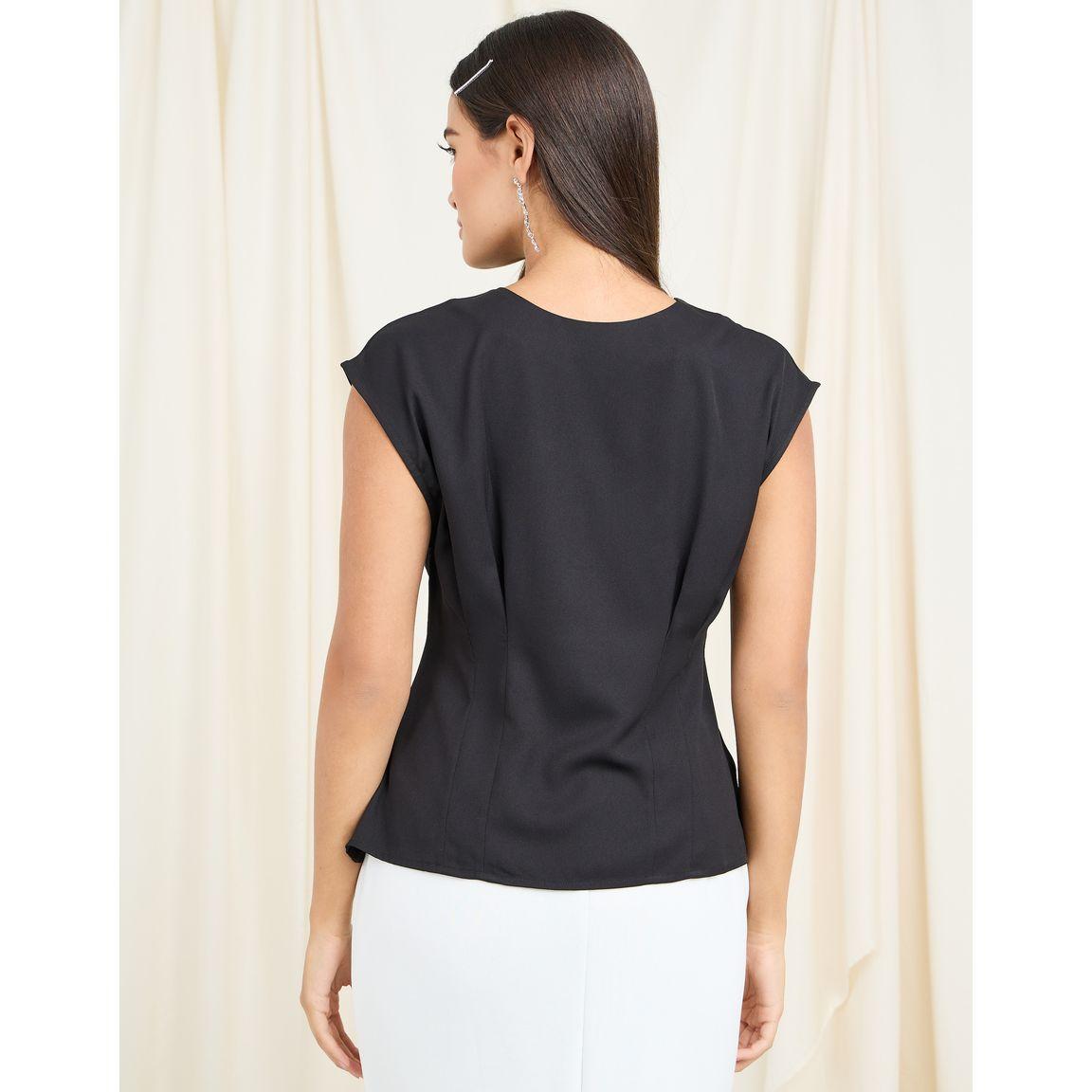 Styli Fold Pleat Detail V Neck Blouse-women-clothing-shirtsandblouses-blouses-image-4