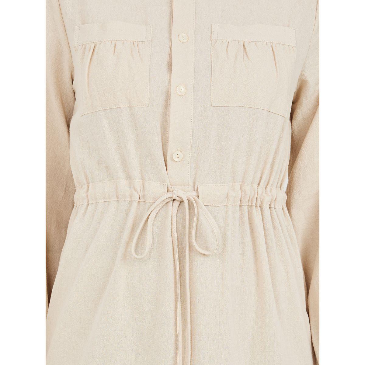 فستان طويل بكسرات وتفاصيل جيوب مع اربطة-women-clothing-dresses-image-3