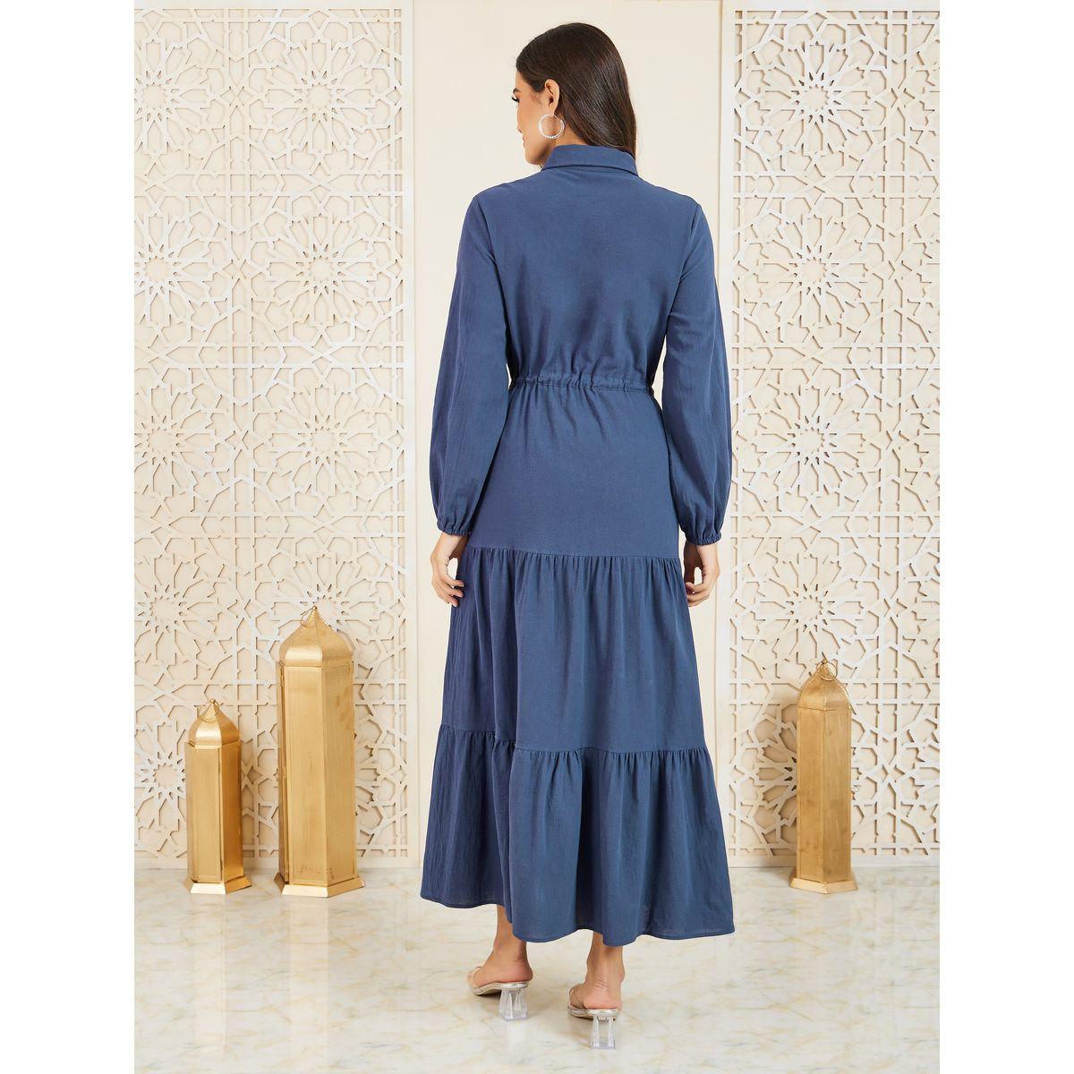 Styli Pocket Detail Collared Tiered Maxi Dress-women-clothing-dresses-image-4
