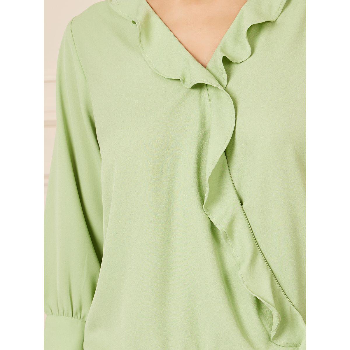Styli Moss Crepe V Neck Ruffle Detail Top-women-clothing-shirtsandblouses-blouses-image-4