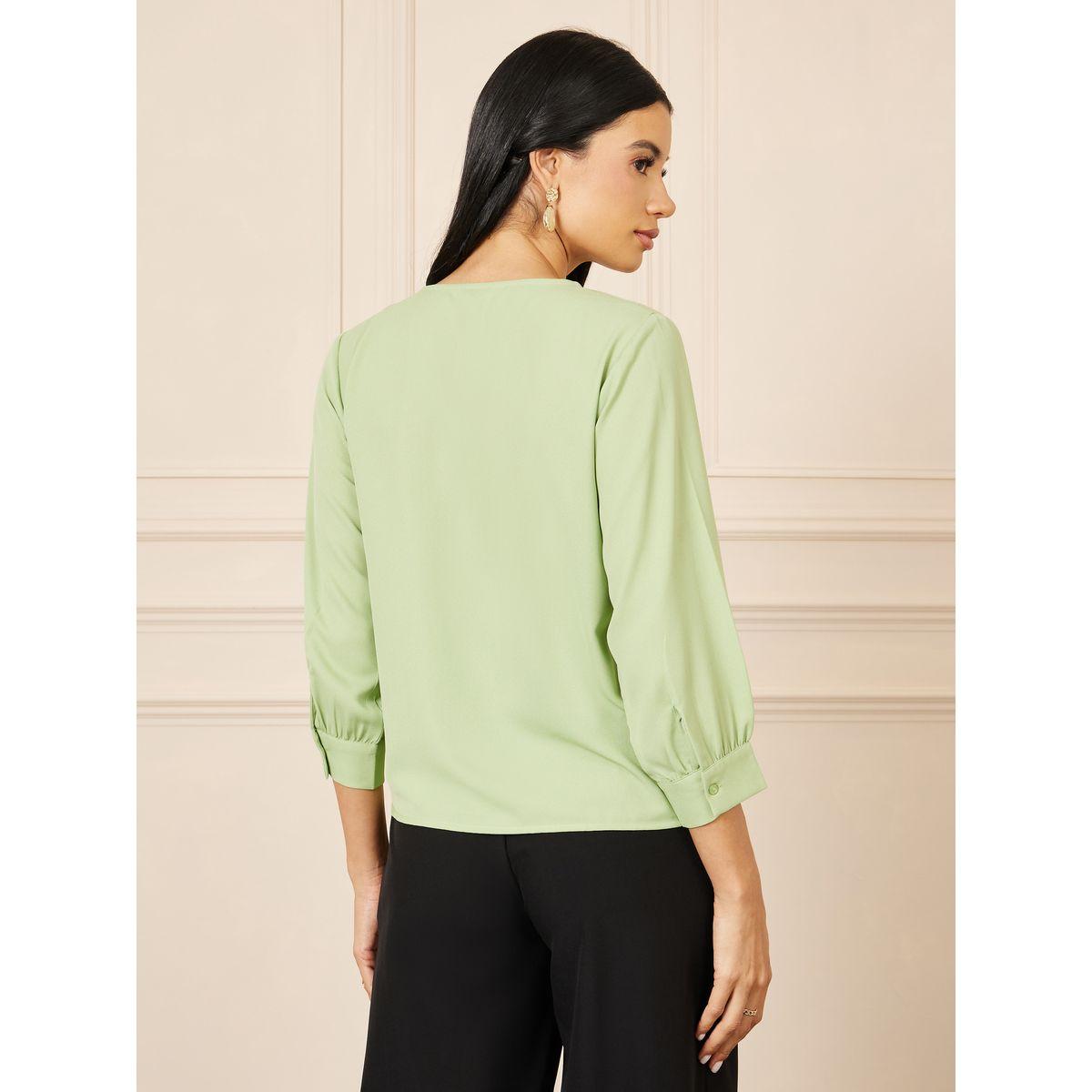 Styli Moss Crepe V Neck Ruffle Detail Top-women-clothing-shirtsandblouses-blouses-image-5