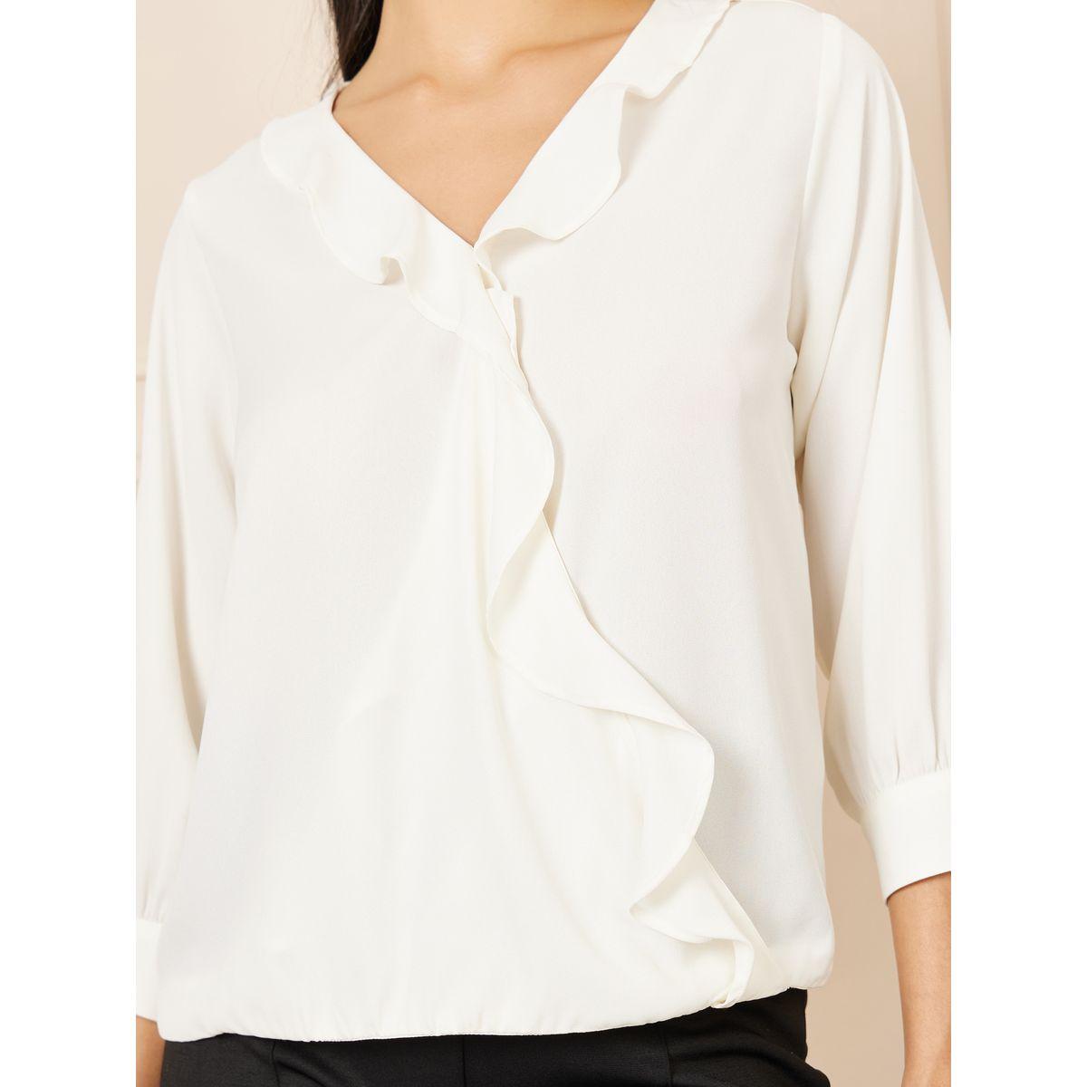 Styli Moss Crepe V Neck Ruffle Detail Top-women-clothing-shirtsandblouses-blouses-image-4