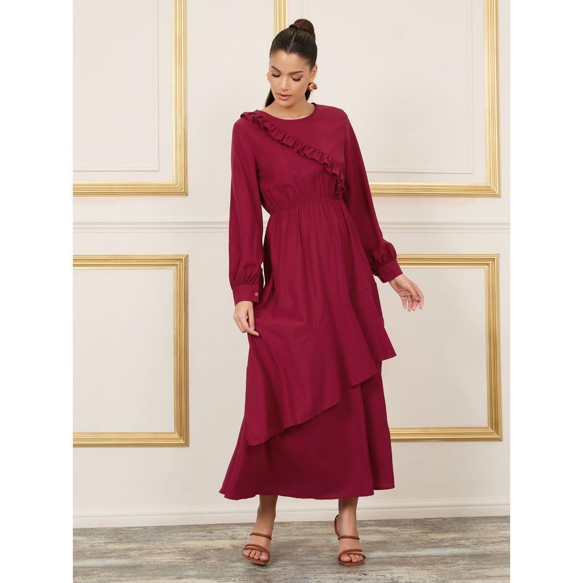 Styli Frill Detail A-Line Maxi Dress-women-clothing-dresses-image-1