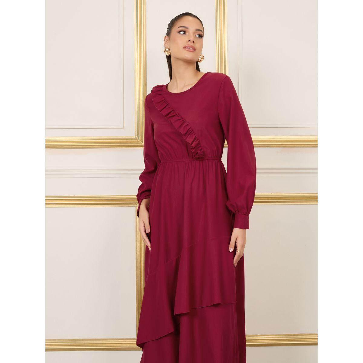 Styli Frill Detail A-Line Maxi Dress-women-clothing-dresses-image-2