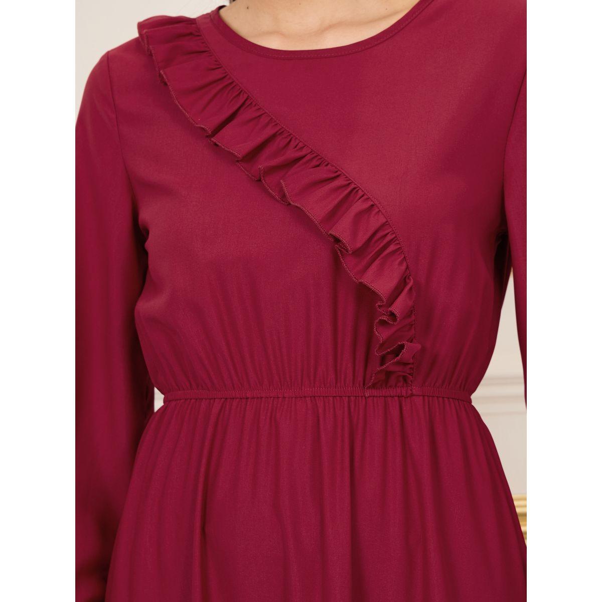 فستان طويل باكمام طويلة وكشكش-women-clothing-dresses-image-3