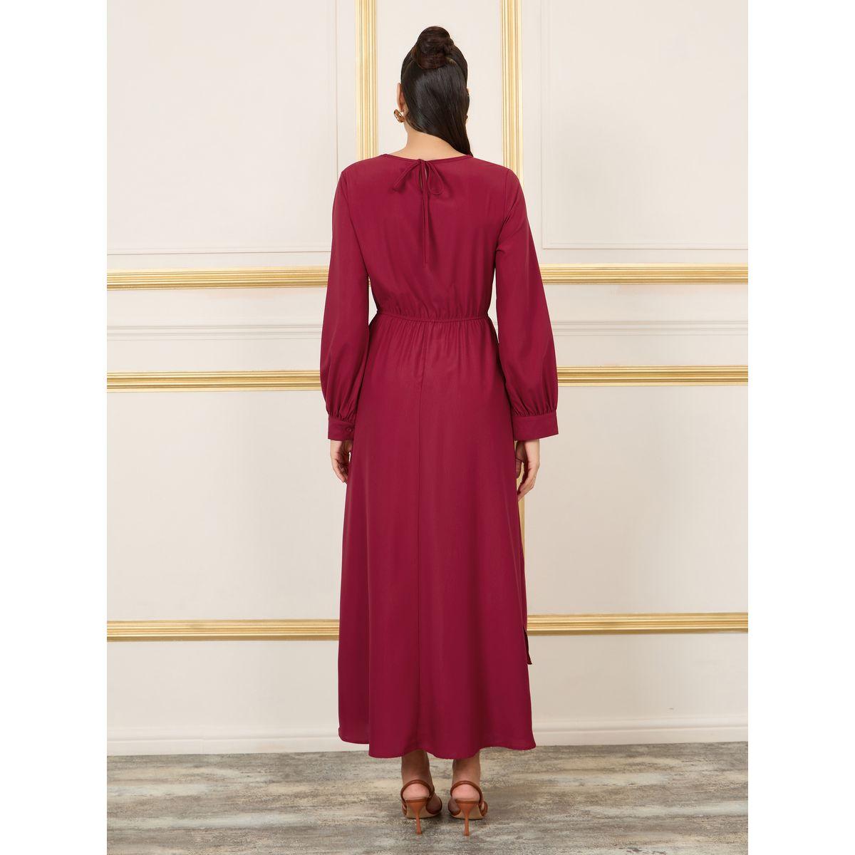فستان طويل باكمام طويلة وكشكش-women-clothing-dresses-image-4
