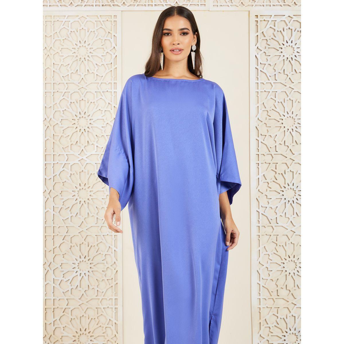 Styli Satin Cape Sleeves Shift Maxi Dress-women-clothing-dresses-image-2