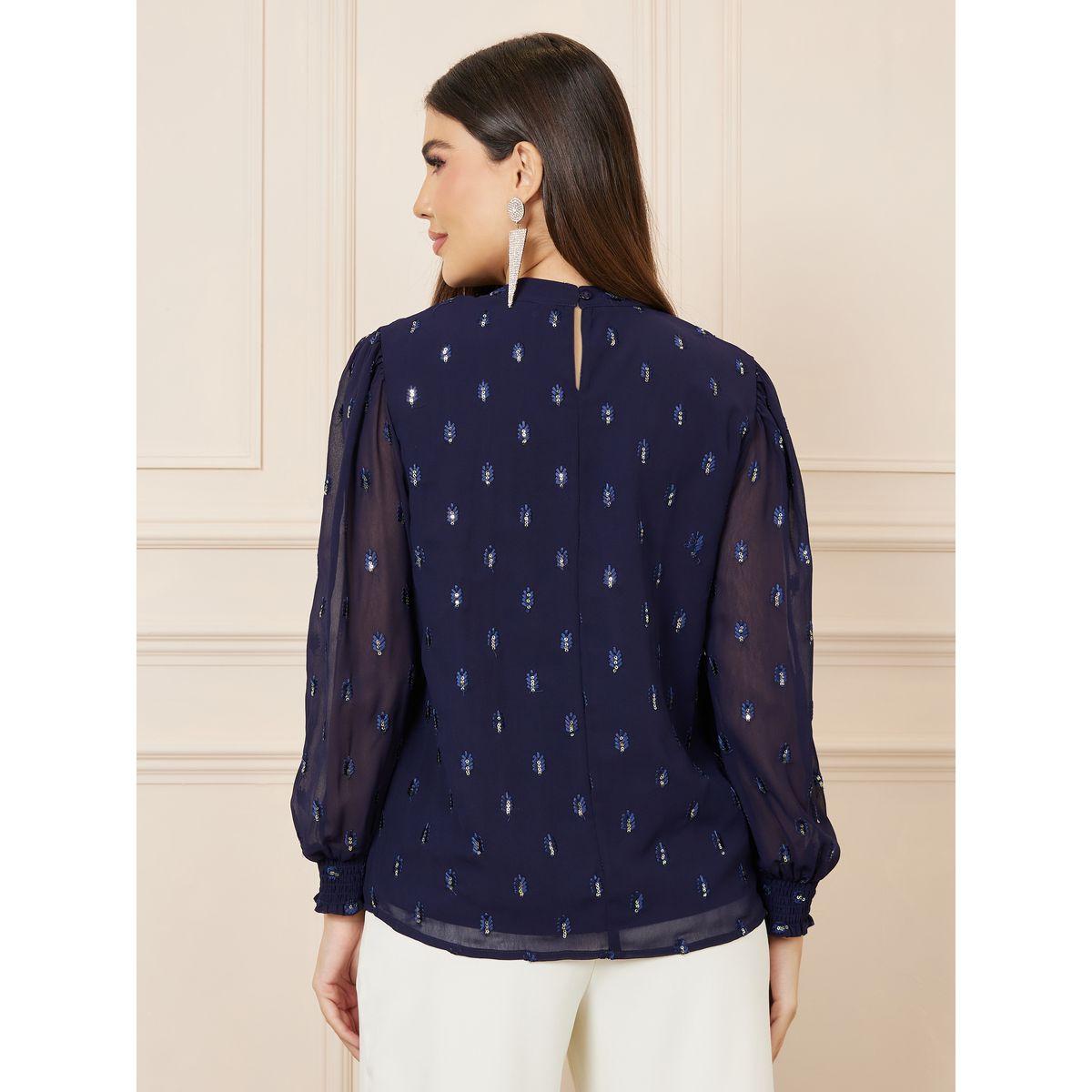 بلوزة بياقة عالية مزينة بالترتر-women-clothing-shirtsandblouses-blouses-image-5