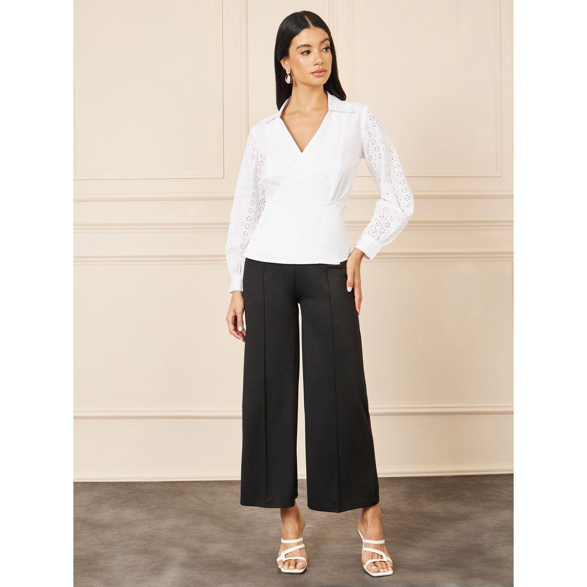 Styli Schiffli Long Sleeves Button Closure Wrap Top-women-clothing-shirtsandblouses-blouses-image-2