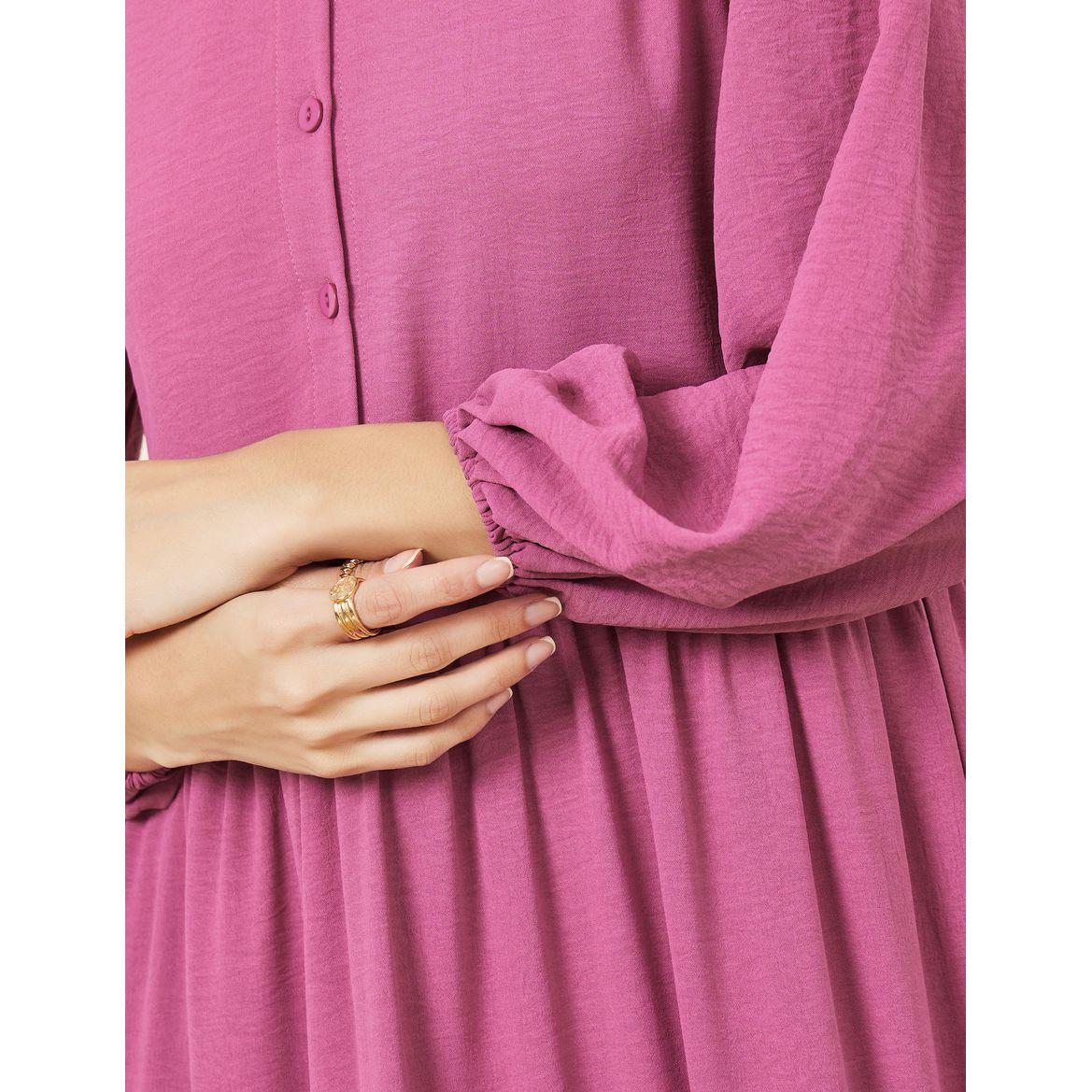 Styli Solid Volume Sleeve A-Line Maxi Dress-women-clothing-dresses-image-3