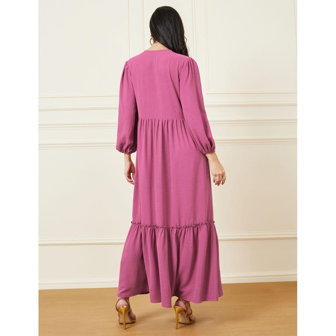 Styli Solid Volume Sleeve A-Line Maxi Dress-women-clothing-dresses-image-4