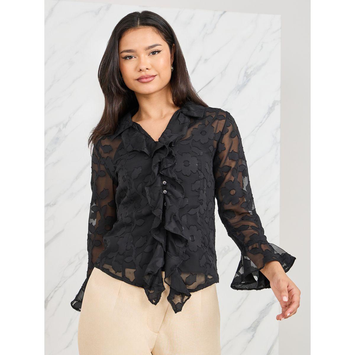 بلوزة بتفاصيل كشكش مع كامي-women-clothing-tshirts-image-1