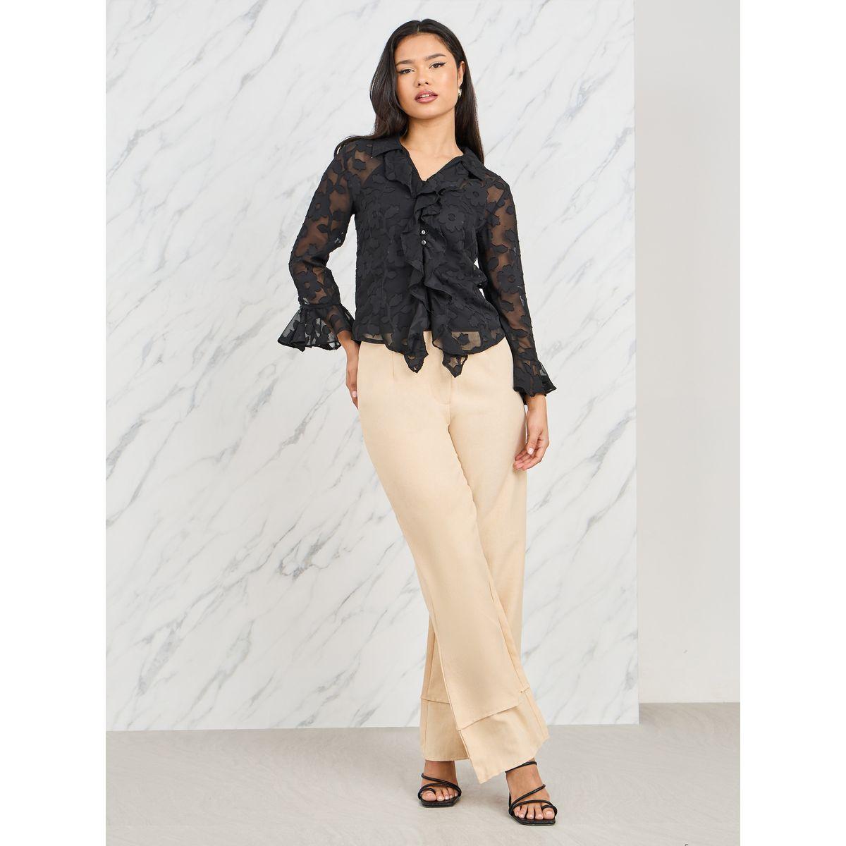 بلوزة بتفاصيل كشكش مع كامي-women-clothing-tshirts-image-2