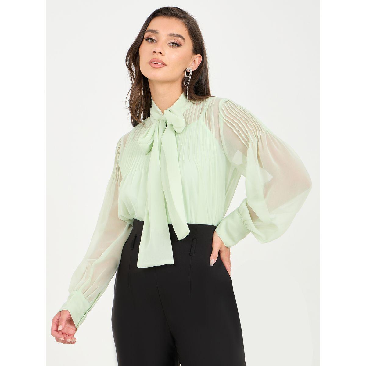 بلوزة بقصة عادية وياقة بأربطة-women-clothing-shirtsandblouses-blouses-image-1