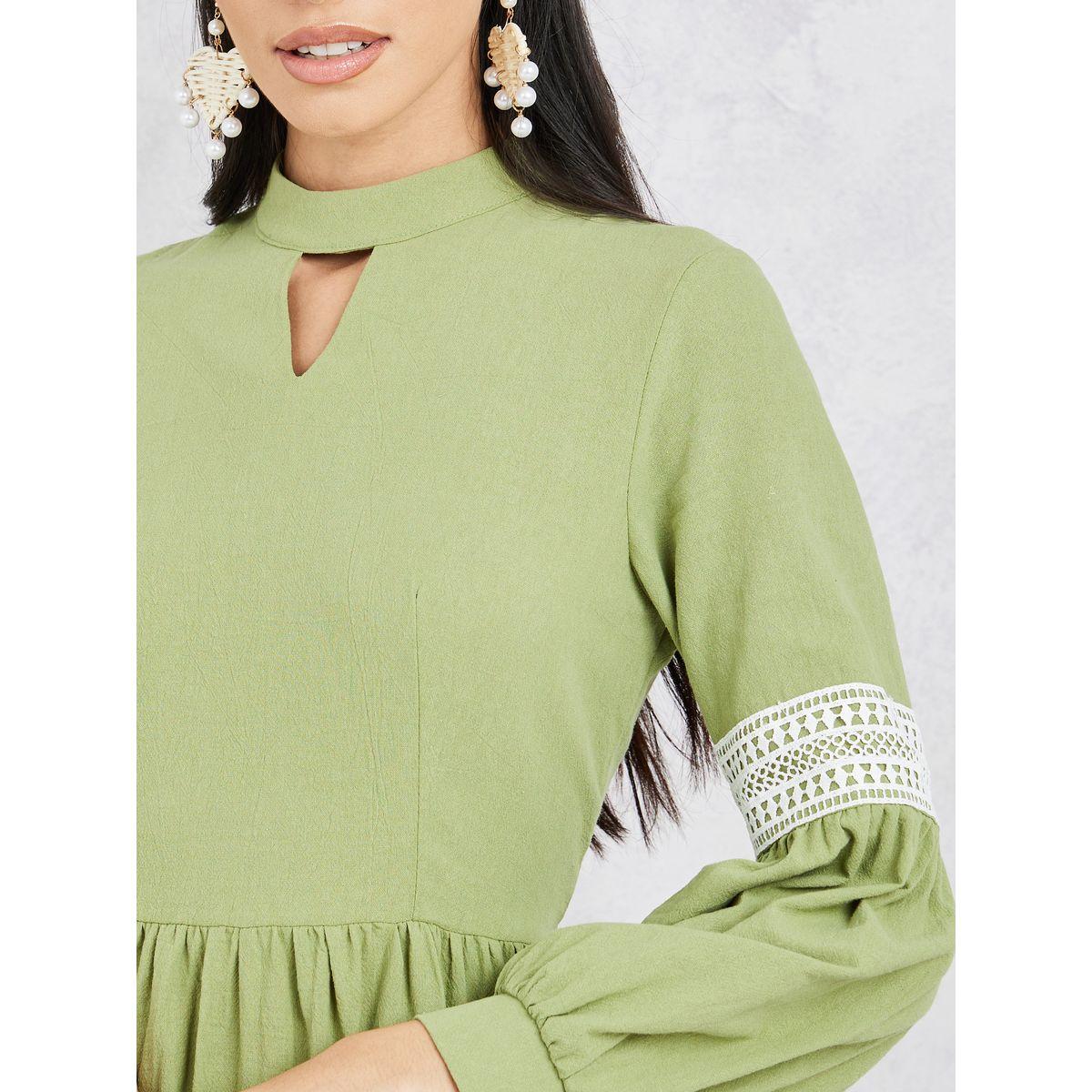 Styli Lace Detail Sleeves High Neck A-Line Maxi Dress-women-clothing-dresses-image-3