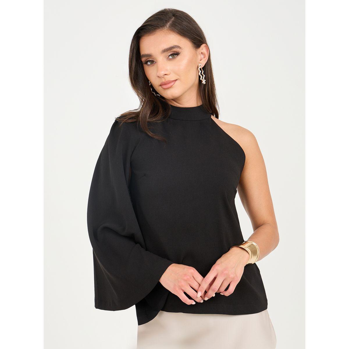 Styli Cape One Sleeve Halter Neck Regular Fit Blouse-women-clothing-shirtsandblouses-blouses-image-2