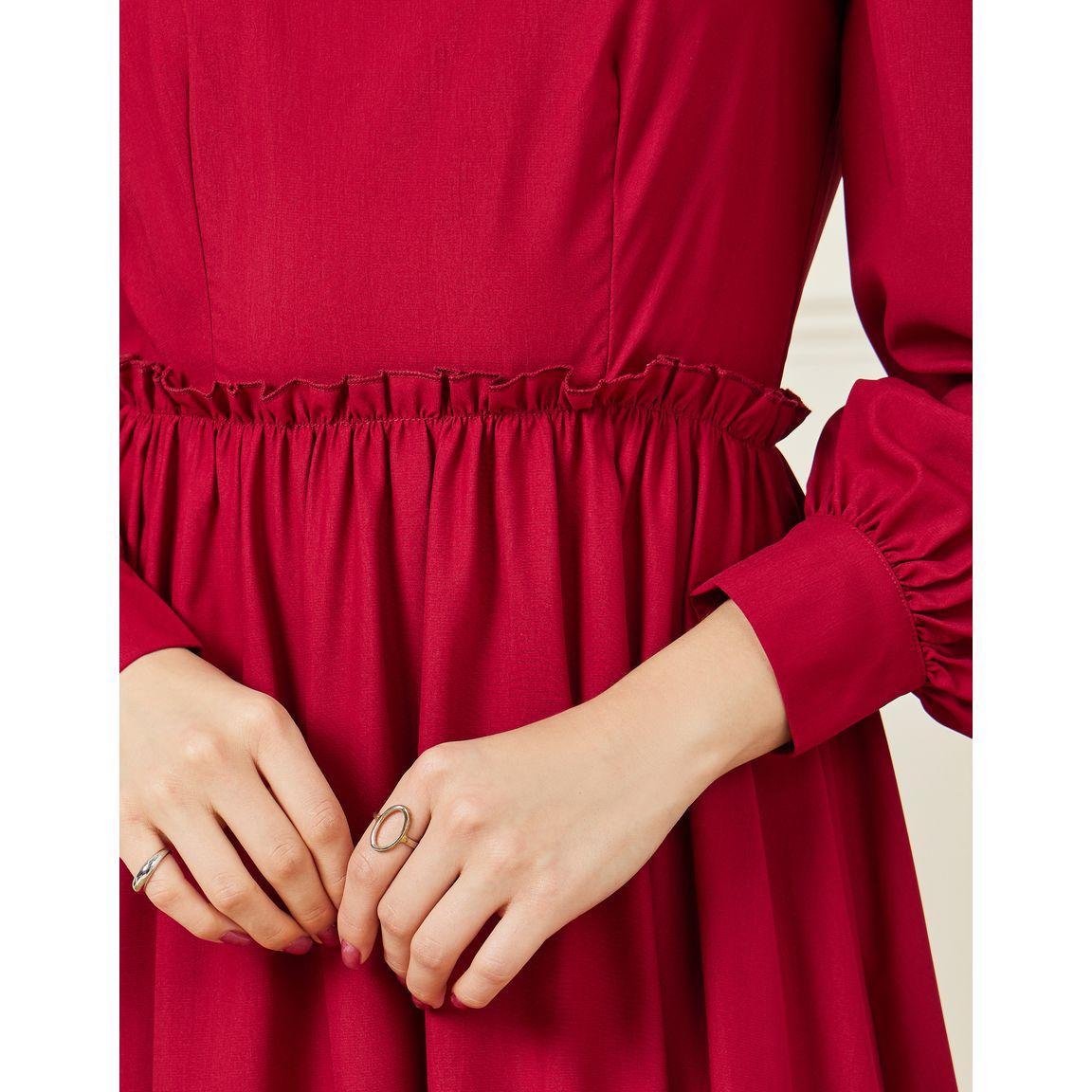 Styli Puff Sleeves Ruffle Detail A-Line Maxi Dress-women-clothing-dresses-image-3