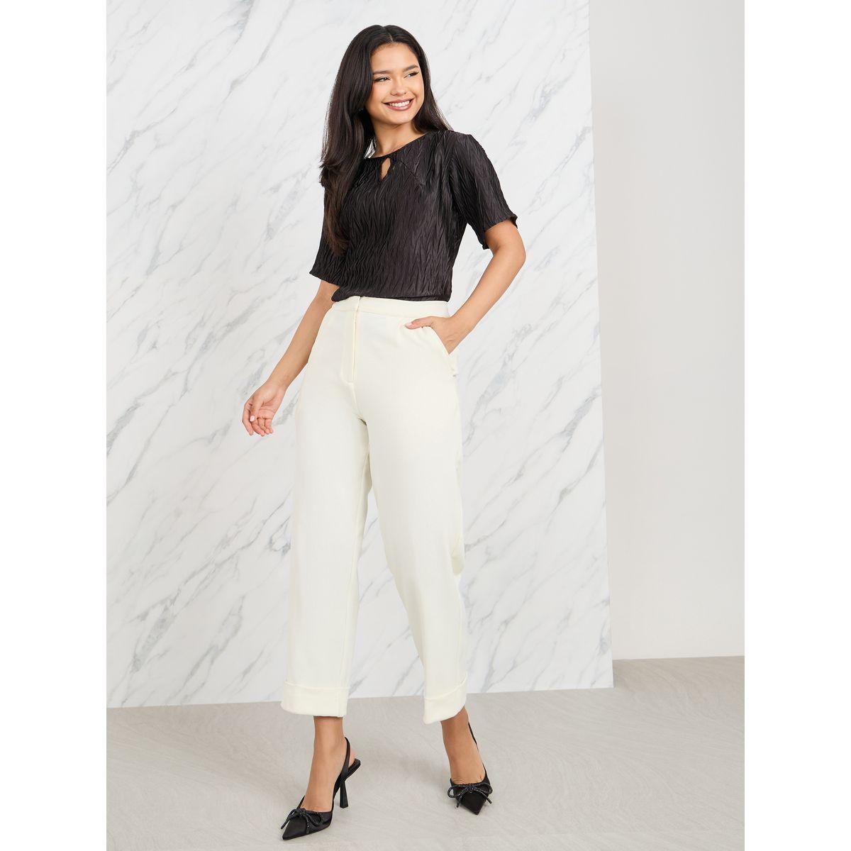 Styli Satin Textured Keyhole Neck Knit Top-women-clothing-shirtsandblouses-blouses-image-2