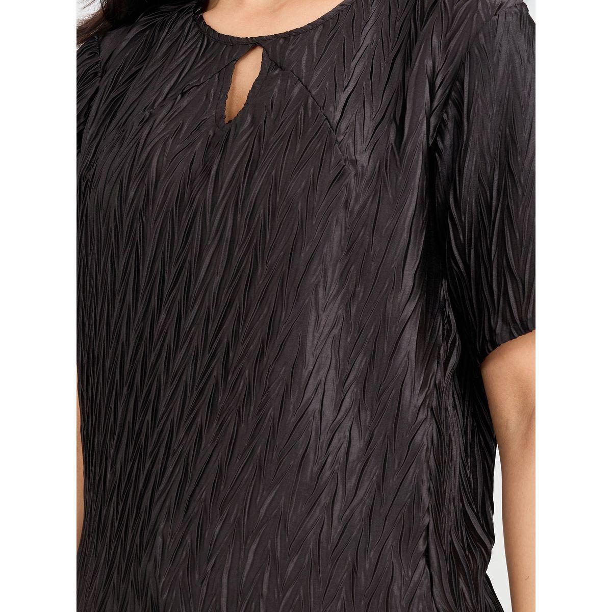 Styli Satin Textured Keyhole Neck Knit Top-women-clothing-shirtsandblouses-blouses-image-4