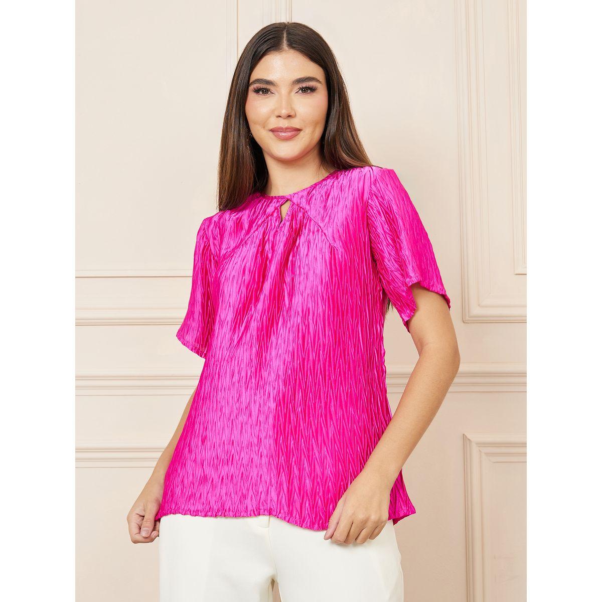 بلوزة ساتان محبوكة بتفاصيل بارزة الملمس-women-clothing-shirtsandblouses-blouses-image-2