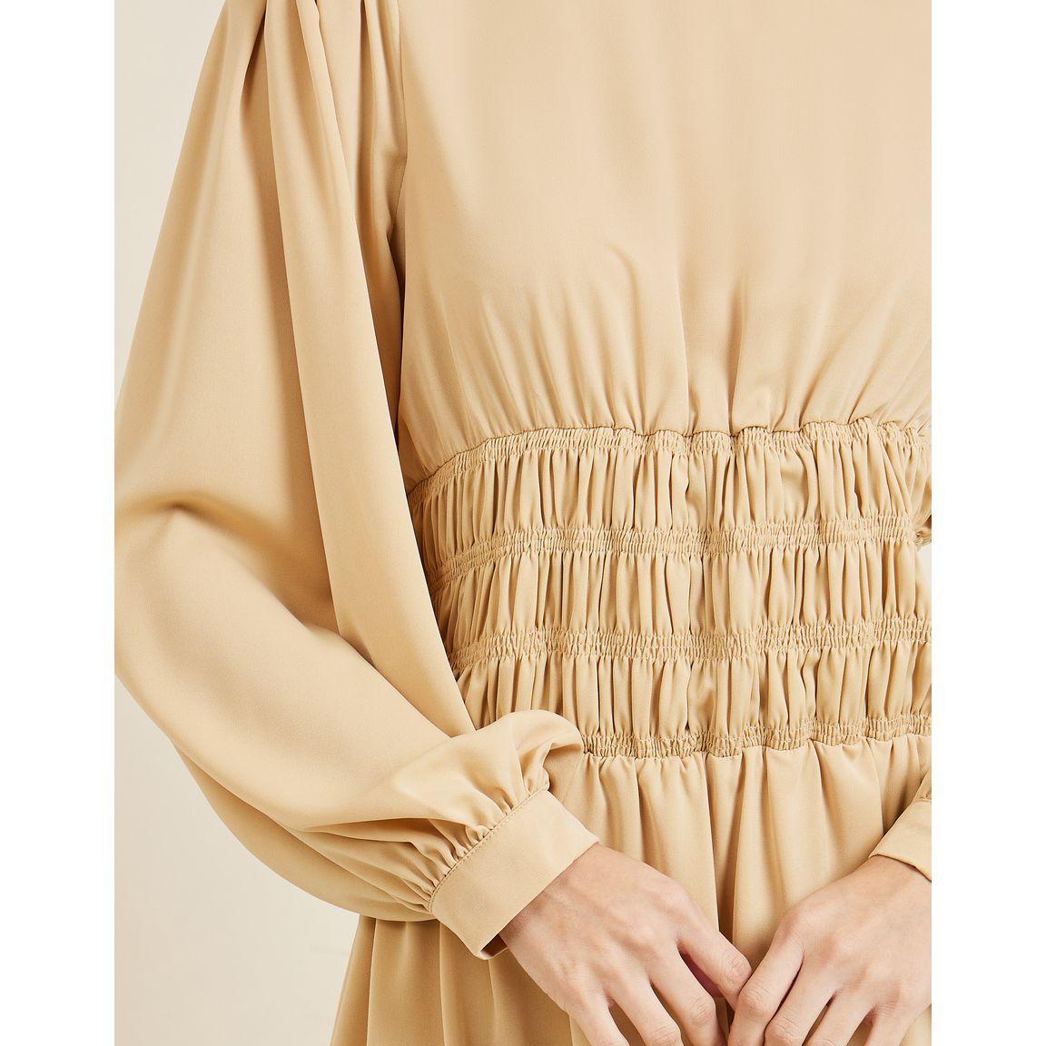 Styli Shirred Waist Detail High Neck A-Line Maxi Dress-women-clothing-dresses-image-3