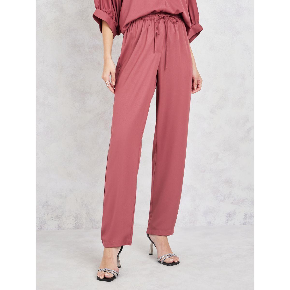 Styli Solid Drawstring Tapered Pants-women-clothing-bottoms-trousers-image-1