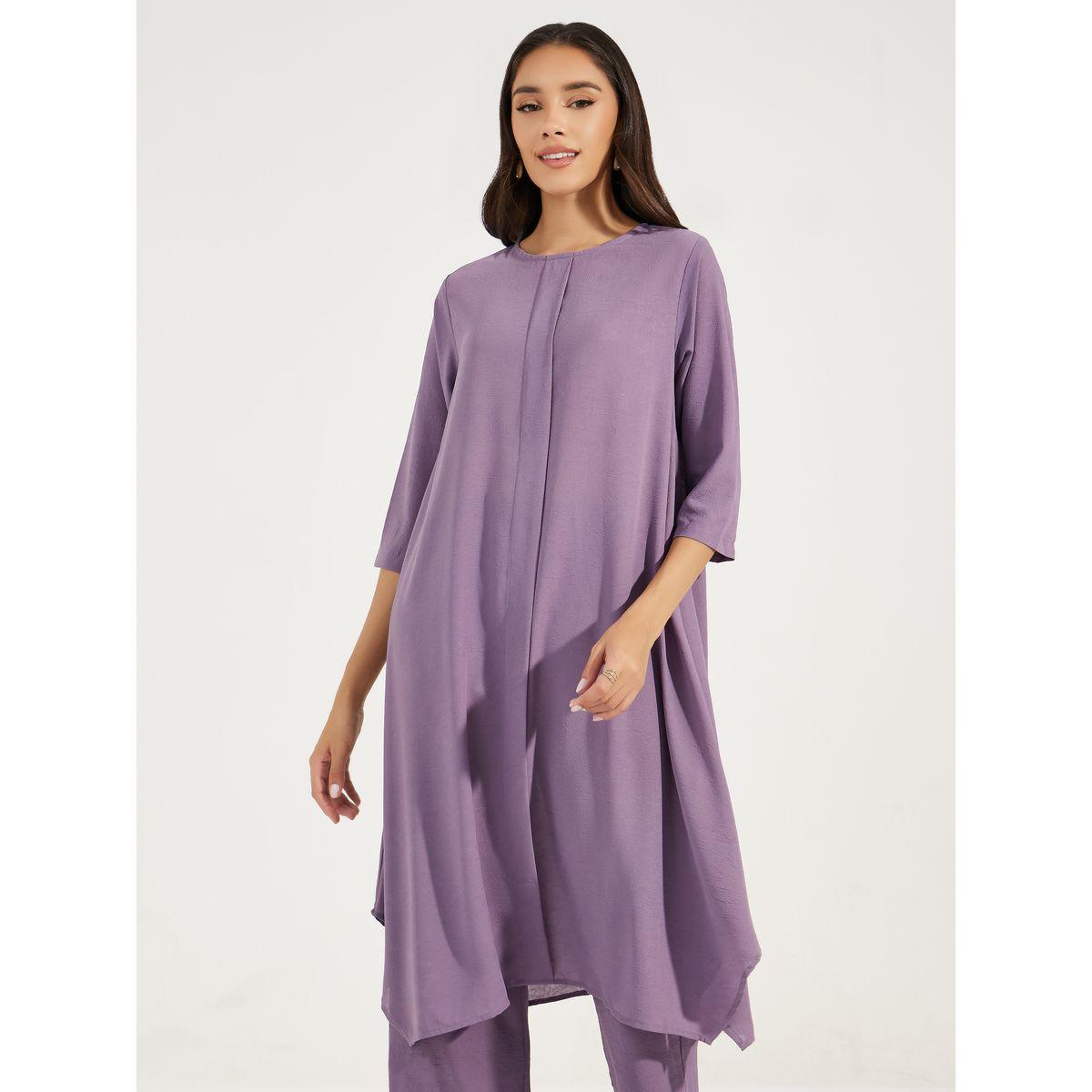 بلوزة تونيك بقصة عادية مع اكمام 3/4-women-clothing-shirtsandblouses-blouses-image-1