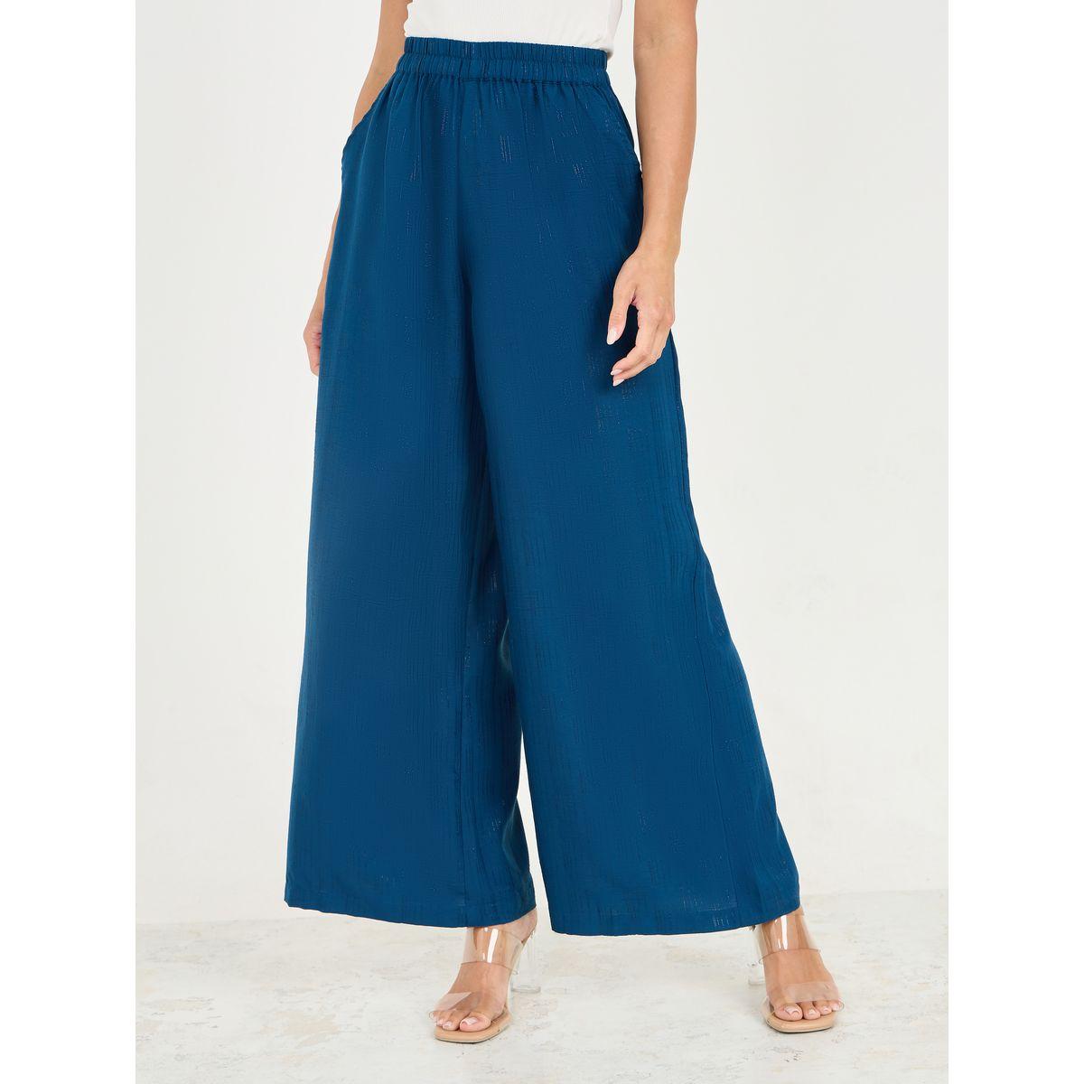 Styli Textured Wide Leg Pants with Pockets-women-clothing-bottoms-trousers-image-1
