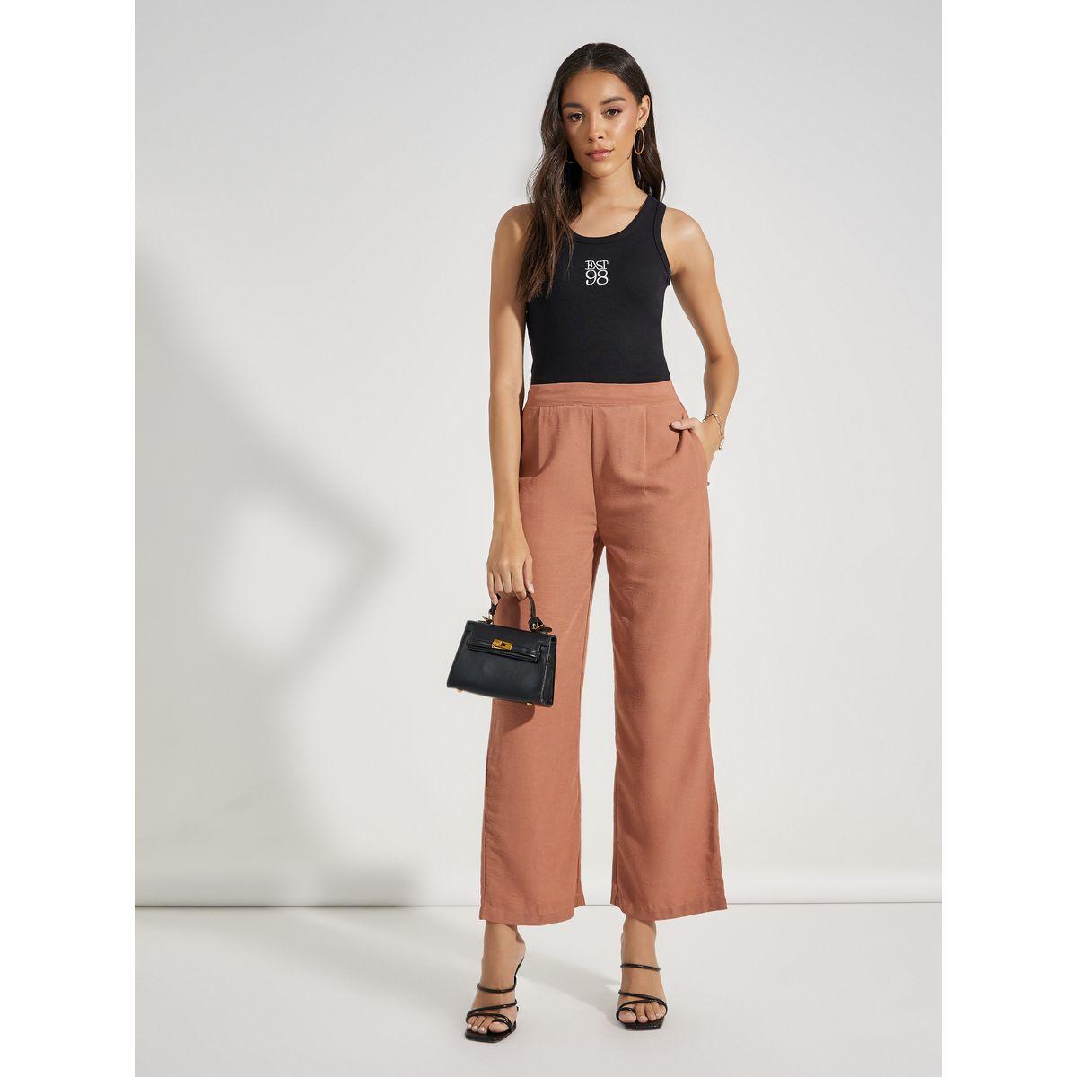 Styli Textured Wide Leg Pants with Pockets-women-clothing-bottoms-trousers-image-2