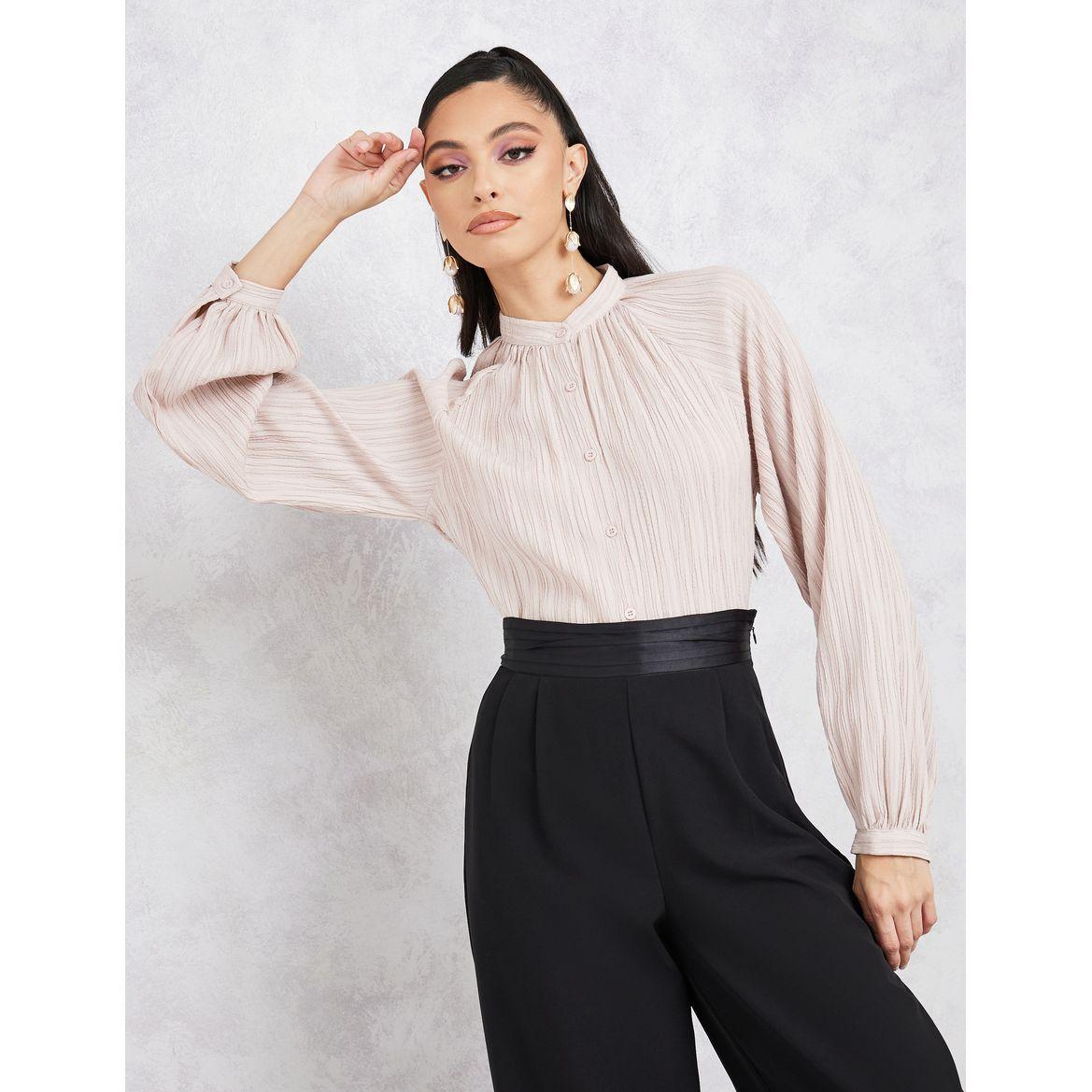 بلوزة بتفاصيل بارزة واكمام طويلة-women-clothing-shirtsandblouses-shirts-image-2
