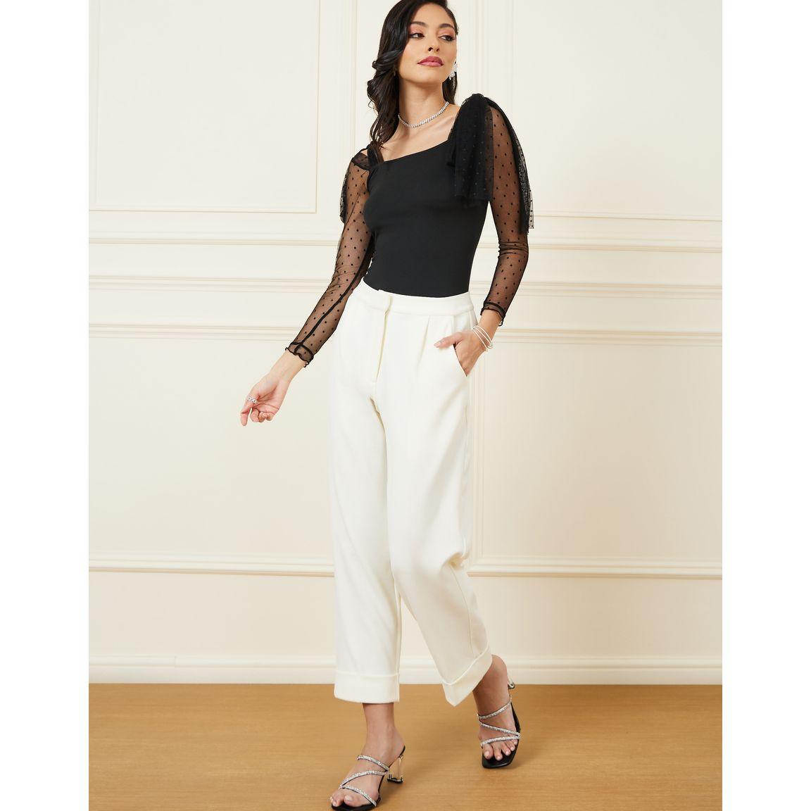 بودي سوت بأكمام مطبعة بنقاط بولكا-women-clothing-tshirts-image-2