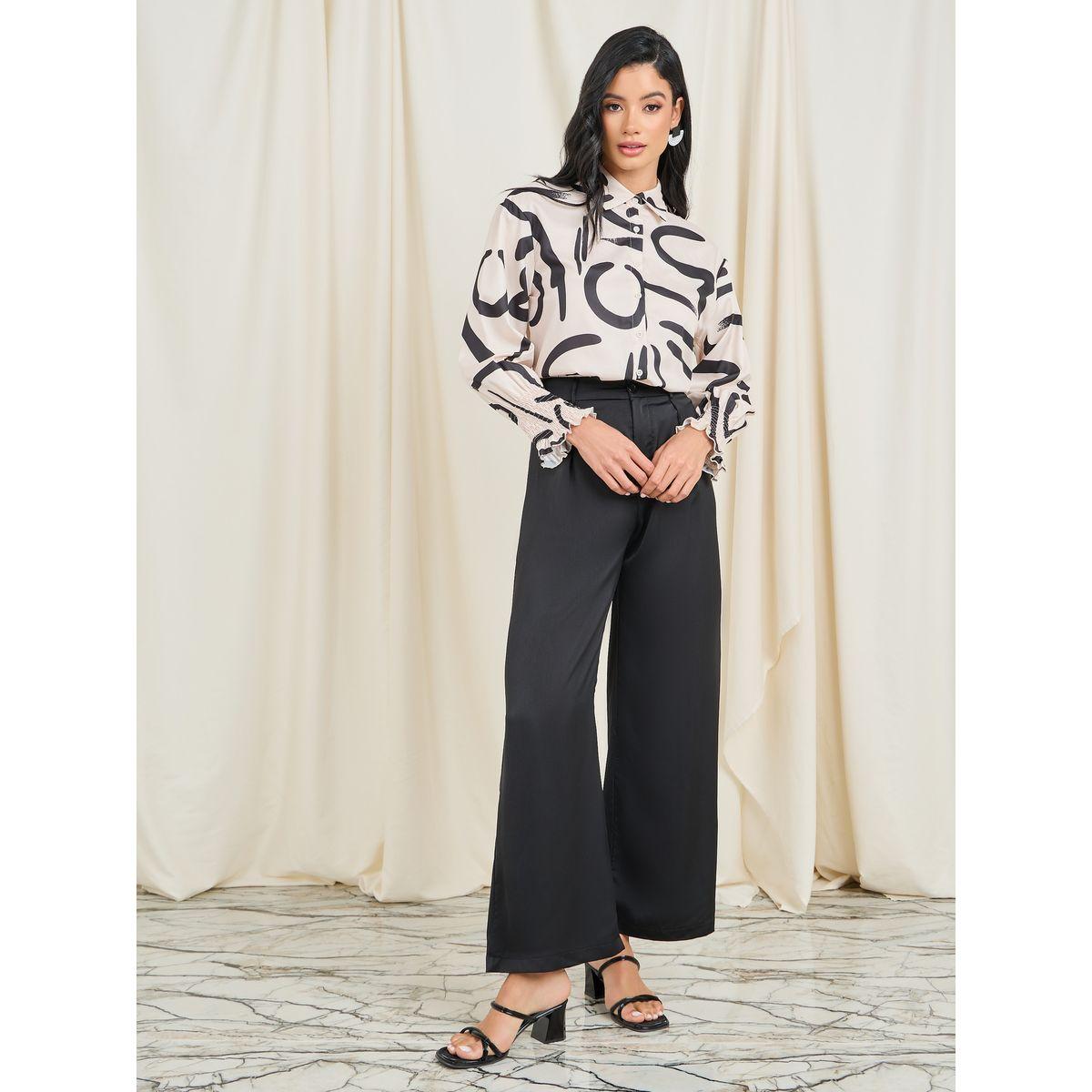 Styli Abstract Print Smocked Cuff Sleeve Shirt-women-clothing-shirtsandblouses-shirts-image-2