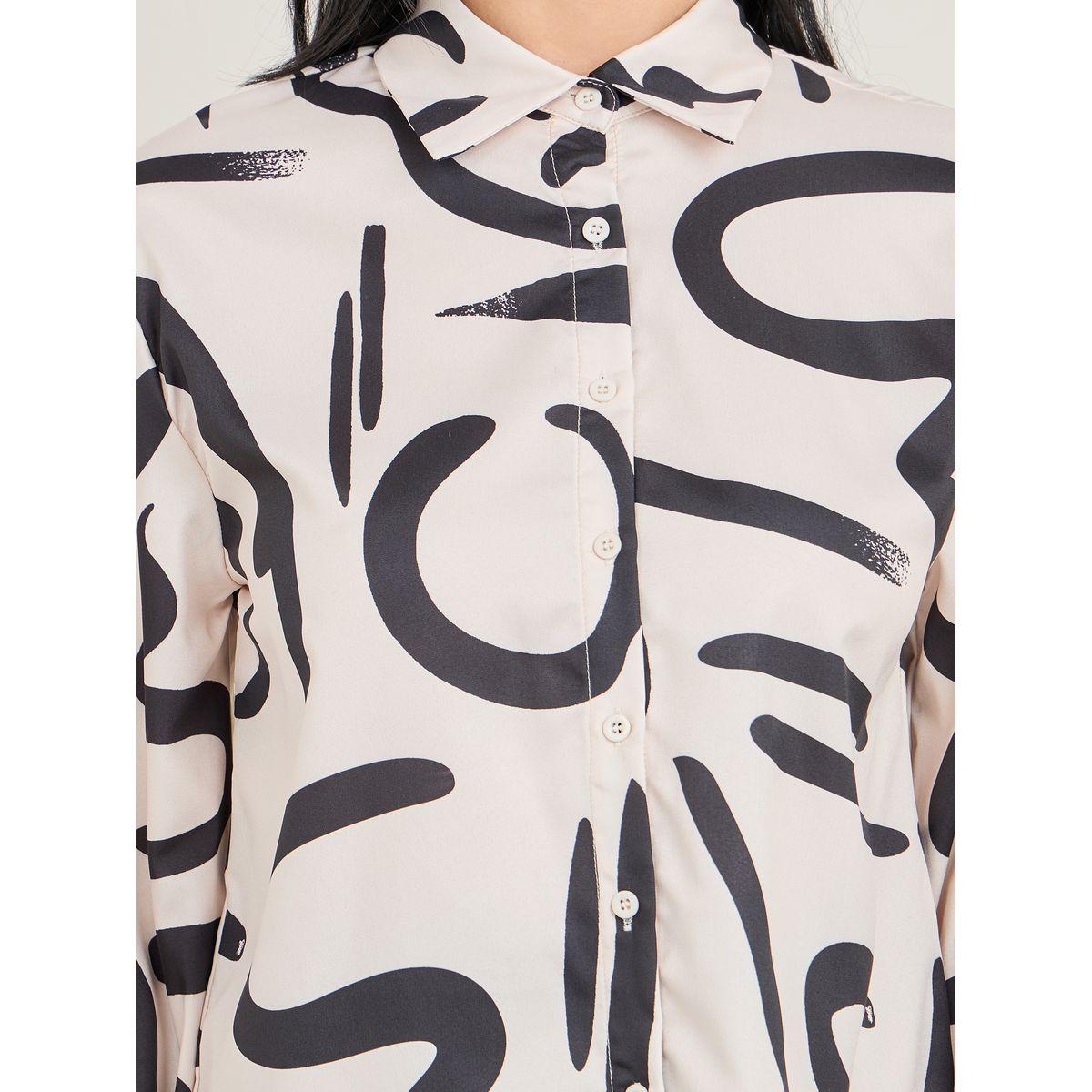 Styli Abstract Print Smocked Cuff Sleeve Shirt-women-clothing-shirtsandblouses-shirts-image-4