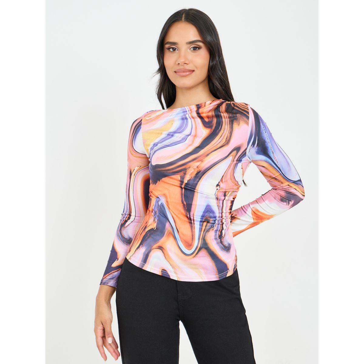 بلوزة محبوكة بياقة عالية وطبعة مجردة-women-clothing-shirtsandblouses-blouses-image-4
