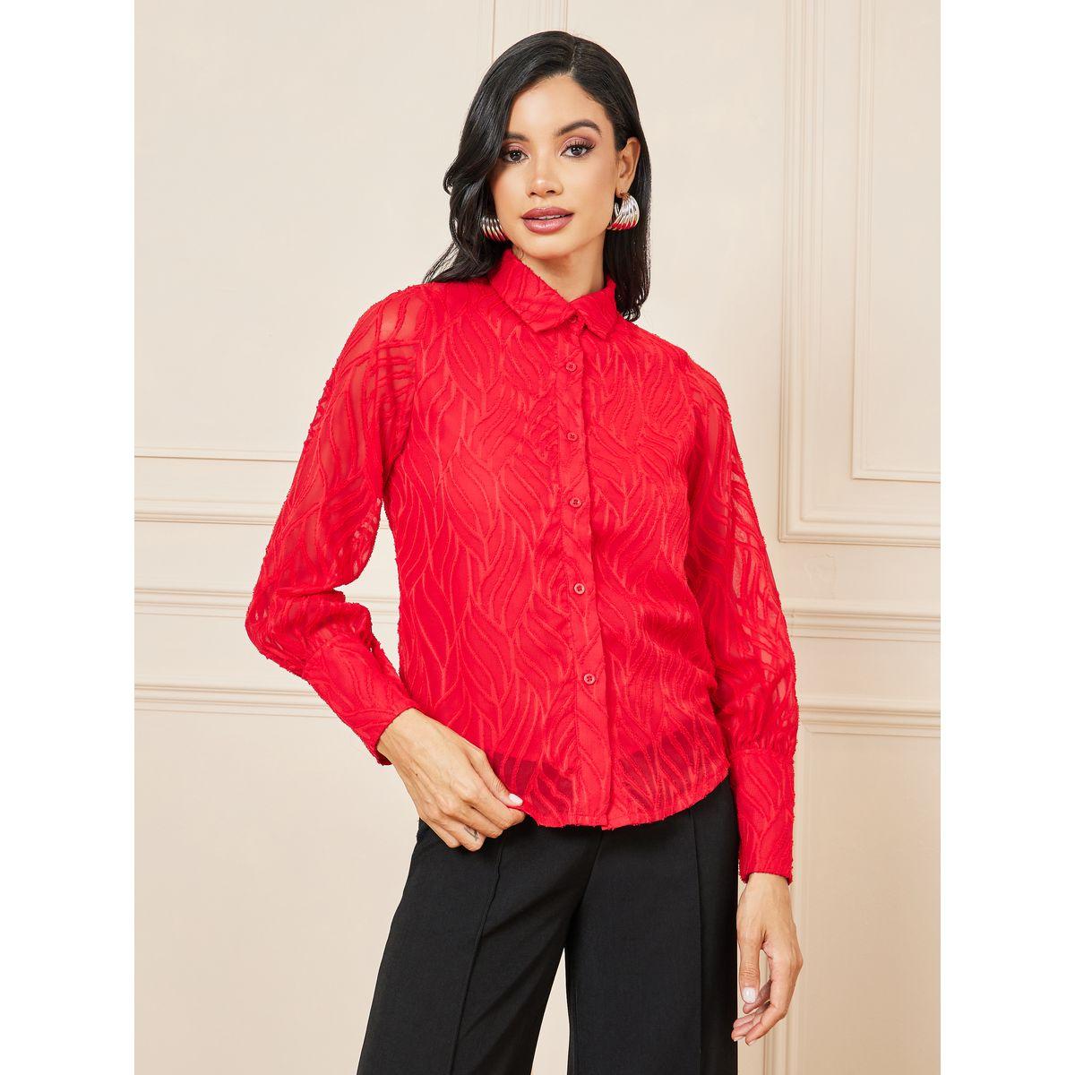 Styli Jacquard Detail Shirt with Long Sleeves-women-clothing-shirtsandblouses-shirts-image-3