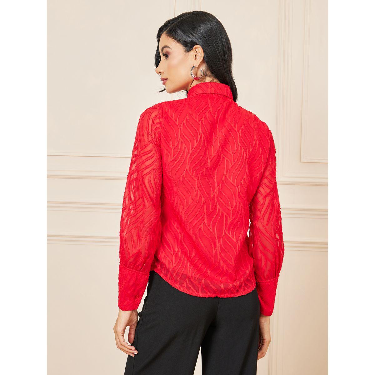 بلوزة بتفاصيل جاكار واكمام طويلة-women-clothing-shirtsandblouses-shirts-image-5
