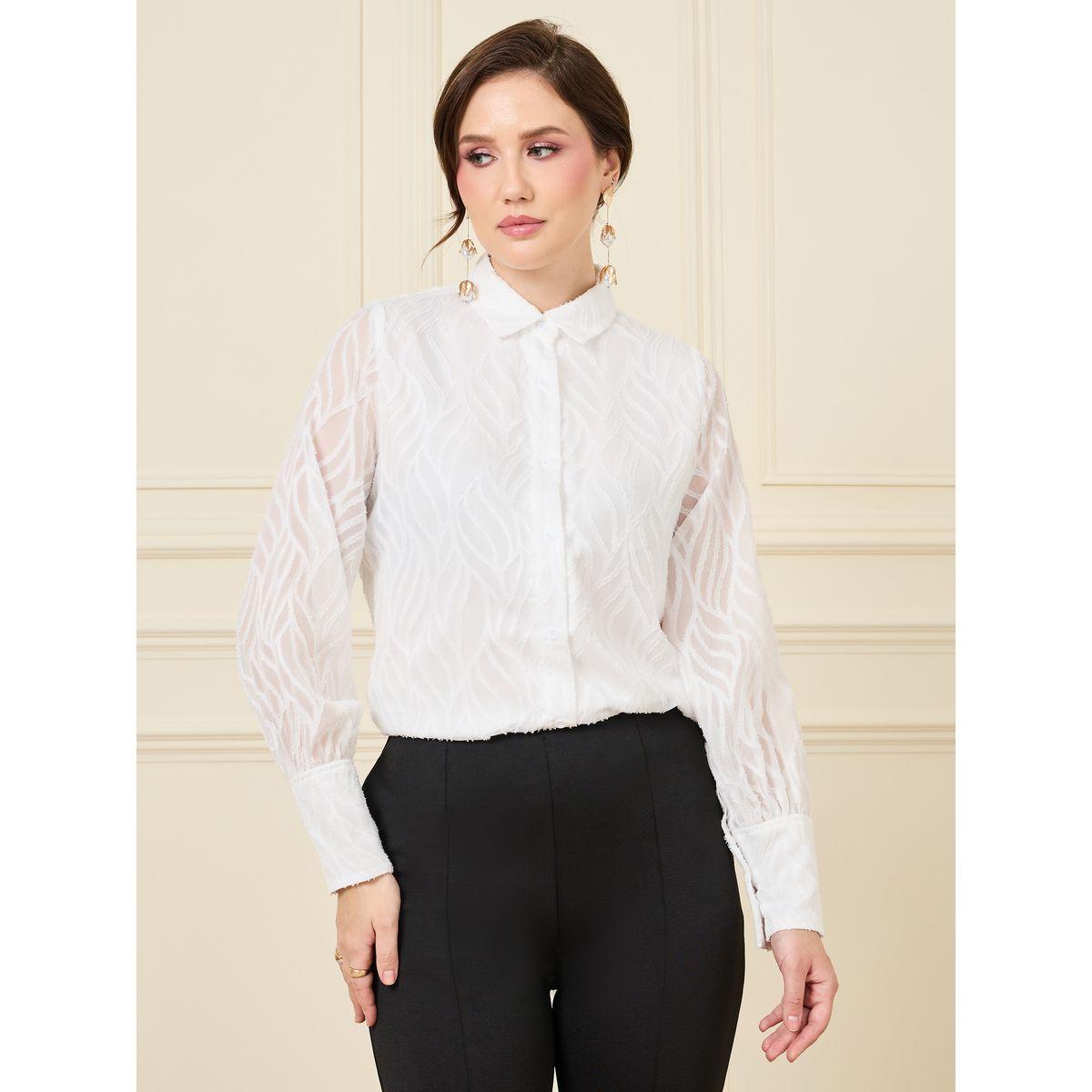 Styli Jacquard Detail Shirt with Long Sleeves-women-clothing-shirtsandblouses-shirts-image-1