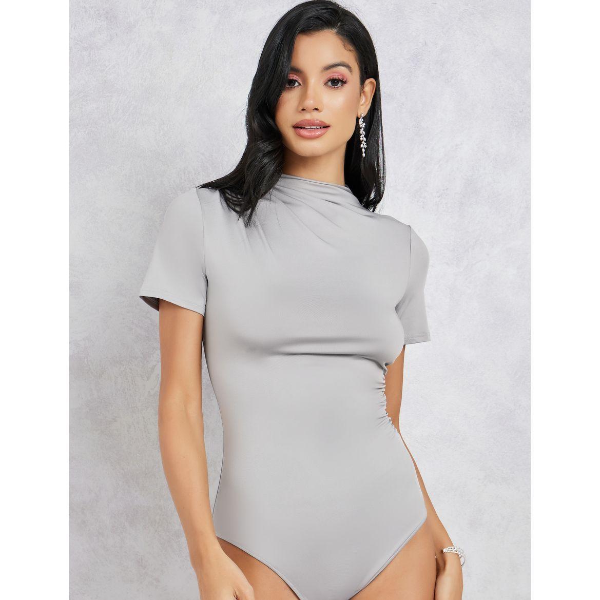 Styli Solid High Neck Fitted Bodysuit-women-clothing-tshirts-image-1