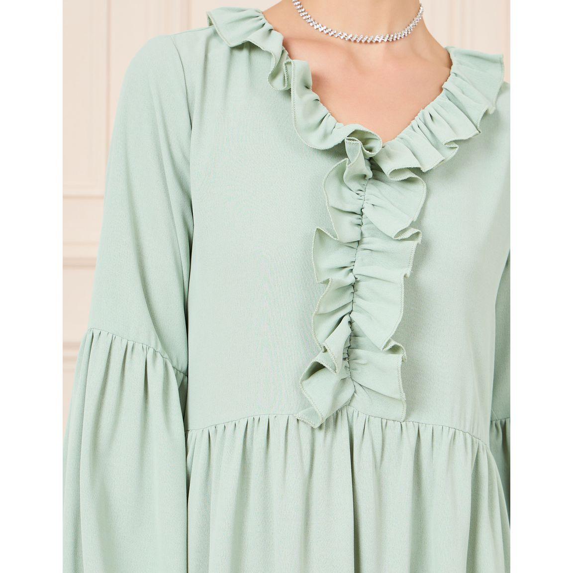 فستان طويل مزين بكسرات وكشكش-women-clothing-dresses-image-3