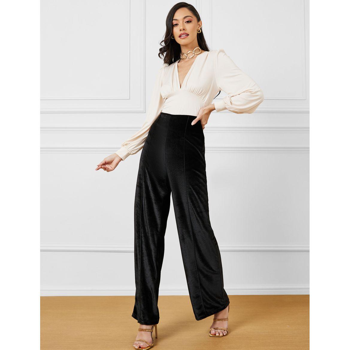 Styli V Neck Fitted Bodysuit with Volume Sleeve-women-clothing-tshirts-image-2